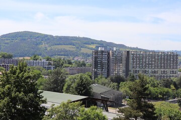 Vue générale de Firminy,  vue sur les toîts, ville de Firminy, département de la Loire, France