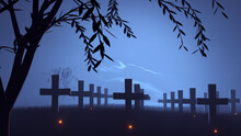 Military Cemetery 3D Render Illustration