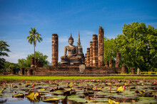 Wat Mahathat, Sukhothai Old City, Thailand. Ancient City And Culture Of South Asia.