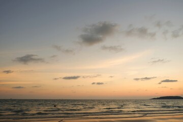 Wall Mural - sunset beautiful golden yellow. beach, sea, sandy beach. on twilight.