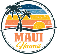 Maui Hawaii USA Vintage Travel Stamp