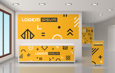 office with advertising elements