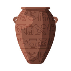 Sticker - Egyptian Clay Vase Symbol of Egypt Flat Style Vector Illustration on White Background