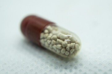 Pills and antibiotics close up. Macro photography