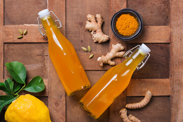 Wall Mural - Turmeric ginger drink, immune booster, anti inflammatory beverage