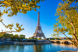Fototapeta Paryż - Eiffel tower, famous landmark of the world and popular attraction site in Paris, France.