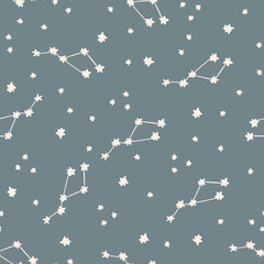 Sticker - Seamless background sky stars gender neutral baby pattern. Simple whimsical minimal earthy 2 tone color. Kids nursery wallpaper or boho sleepwear fashion all over print.