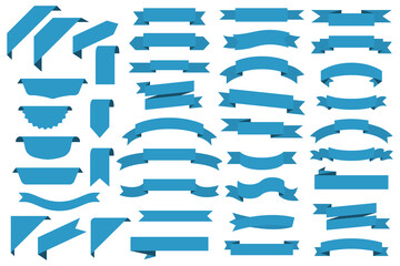 Poster - Set of blue ribbons banners on a white background