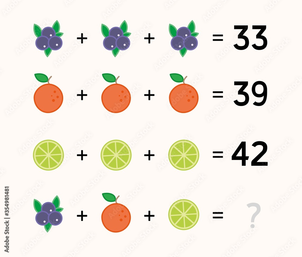 Educational math game for kids. Addition for kids. IQ Test. Visual ...