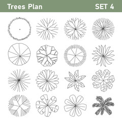 Wall Mural - Tree top, tree plan - free hand drawn doodle top view trees for landscape  plan. Can change the stroke line