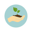 © LumicPNG - Plant in hand colorful icon. Isolated vector button