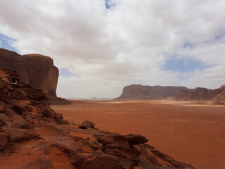 the endless expanses of the desert landscape of wadi rum, jordan