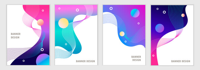 Wall Mural - set of modern colorful templates with gradient for banners, cards, posters, brochures, presentations