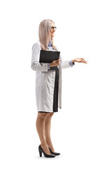 Sticker - Female doctor standing and gesturing with hand