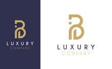 Premium Vector B Logo In Two Colour Variations. Beautiful Logotype Design For Luxury Company Branding. Elegant Identity Design In Blue And Gold.