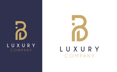 Canvas Print - Premium Vector B Logo in two colour variations. Beautiful Logotype design for luxury company branding. Elegant identity design in blue and gold.
