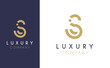 Premium Vector S Logo in two colour variations. Beautiful Logotype design for luxury company branding. Elegant identity design in blue and gold.