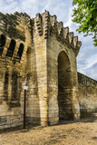 Fototapeta Paryż - City Walls - ramparts of ancient fortresses that were built between 1359 and 1370 that are still intact. The walls were constructed to keep invaders out during Middle Ages. Avignon, Provence, France.