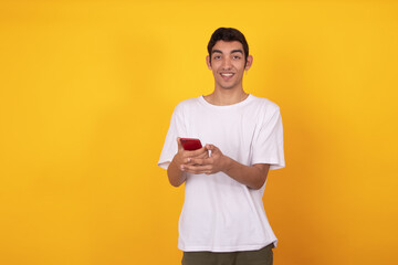 Wall Mural - young male teenager isolated on color background