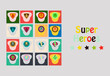 Set of Superhero color flat badges, emblems, logos. Superhero badge icon, power and protect insignia for superhero illustration