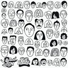 Faces Of People - Hand Drawn Doodle Set