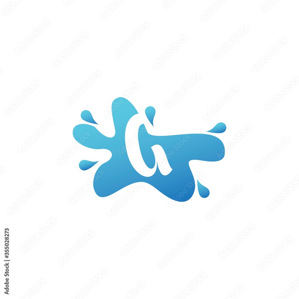 Negative Space F letter logo icon in water splash shape vector design template
