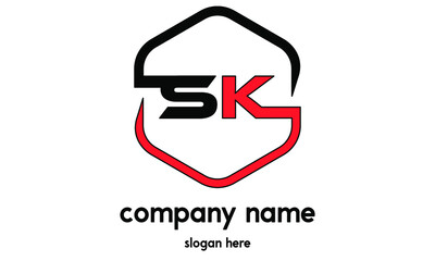 SK Letter Logo Design Template Vector