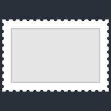 Blank Rectangular White Paper Postage Stamp. Recolorable Shape Isolated From Background. Vector Illustration Is A Graphic Element For Artistic Design Projects.