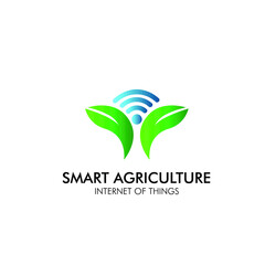 Poster - smart agriculture logo icon for startup farming company with internet of things database technology