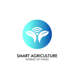 Sticker - smart agriculture logo icon for startup farming company with internet of things database technology