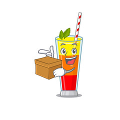 Sticker - A cheerful tequila sunrise cocktail cartoon design concept having a box