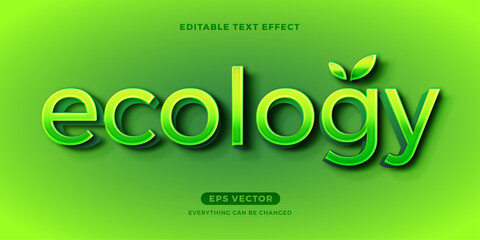 Wall Mural - Ecology Green editable text effect vector