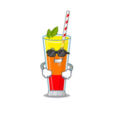 Sticker - cartoon character of tequila sunrise cocktail wearing classy black glasses