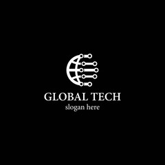 Wall Mural - Global tech logo template vector icon design