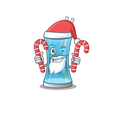 Sticker - Friendly blue hawai cocktail dressed in Santa Cartoon character with Christmas candies