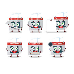 Wall Mural - Cartoon character of december 31th calendar with various chef emoticons