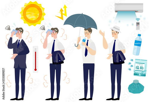 熱中症 スーツ 真夏 イラスト Stock Vector Adobe Stock