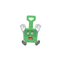 Sticker - cartoon character design of green sand bucket having shocking gesture