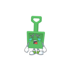 Poster - A crying green sand bucket cartoon character drawing concept