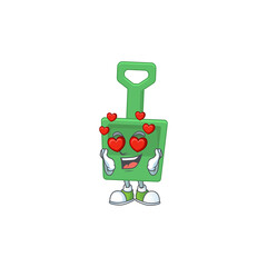 Poster - An adorable green sand bucket cartoon mascot style with a falling in love face