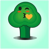 Fototapeta Na ścianę - Cute broccoli vegetables emoticon cartoon mascot character design