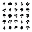 Trees Glyph Vector Icons Set