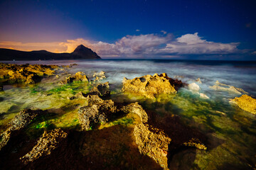 Wall Mural - incredible view of volcanic beach in nature reserve monte cofano. location place of cape san vito, s