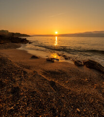 Canvas Print - The coast of Oropesa from the sea at sunrise