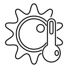 Sticker - High temperature sun icon. Outline high temperature sun vector icon for web design isolated on white background