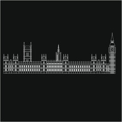 Canvas Print - London Palace of Westminster in England. illustration for web and mobile design.