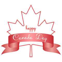 Poster - Happy Canada day hand lettering text on ribbon