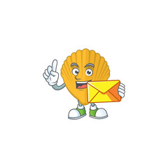 Poster - A cartoon picture of yellow clamp bring brown envelope