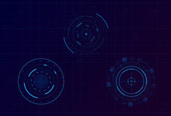 Wall Mural - set of hud circle infographic elements. sci-fi round head-up display for futuristic user interface h