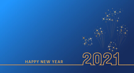 Wall Mural - happy new year 2021 lide design with gold numbers. happy new year 2021 greeting card with fireworks